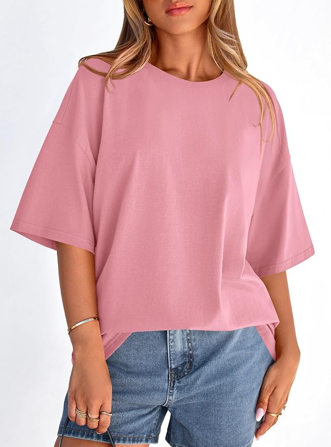 PRETTYGARDEN Womens 2026 Spring Going Out Tops Casual Short Sleeve Crewneck Loose Fit Basic Oversized T Shirts Summer Outfits - Image 8