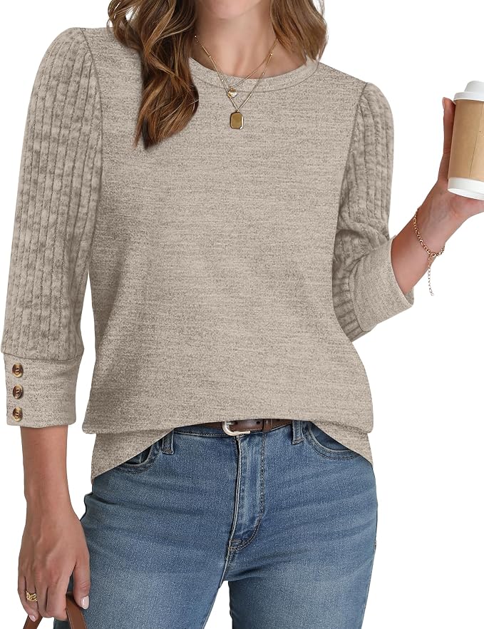 WIHOLL 3/4 Length Sleeve Womens Tops Sweaters Shirts Lightweight Spring Outfits 2026 Winter Clothing S-2XL - Image 2