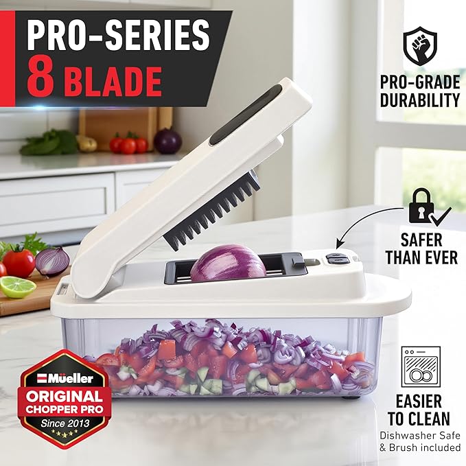 Mueller The Real Original Pro Vegetable Chopper & Mandoline Slicer, 10-in-1 | since 2013, 8 Blade Food Veggie Chopper, Onion Vegetable Cutter with Container, Kitchen Gadgets & Essentials - Image 2