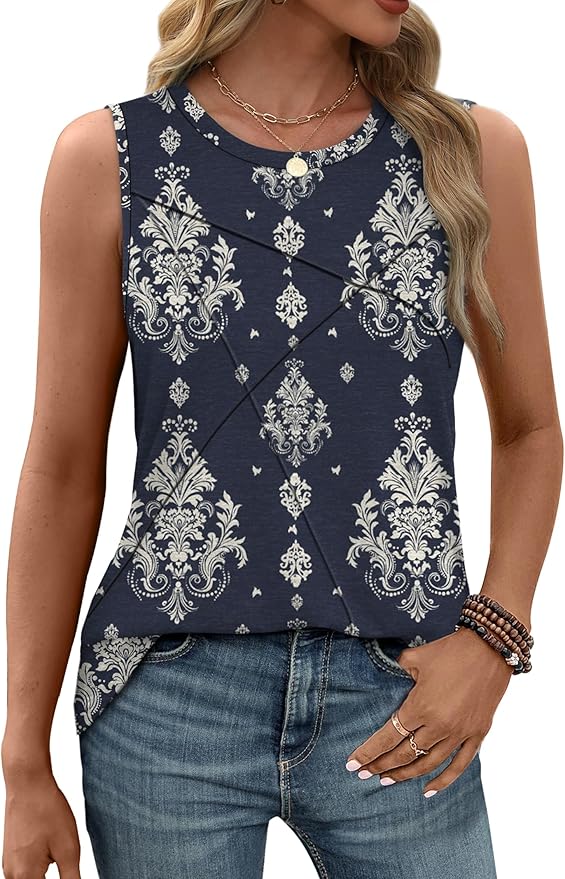 WIHOLL Women's Sleeveless Summer Crewneck Loose Fit Tank Tops - Image 2