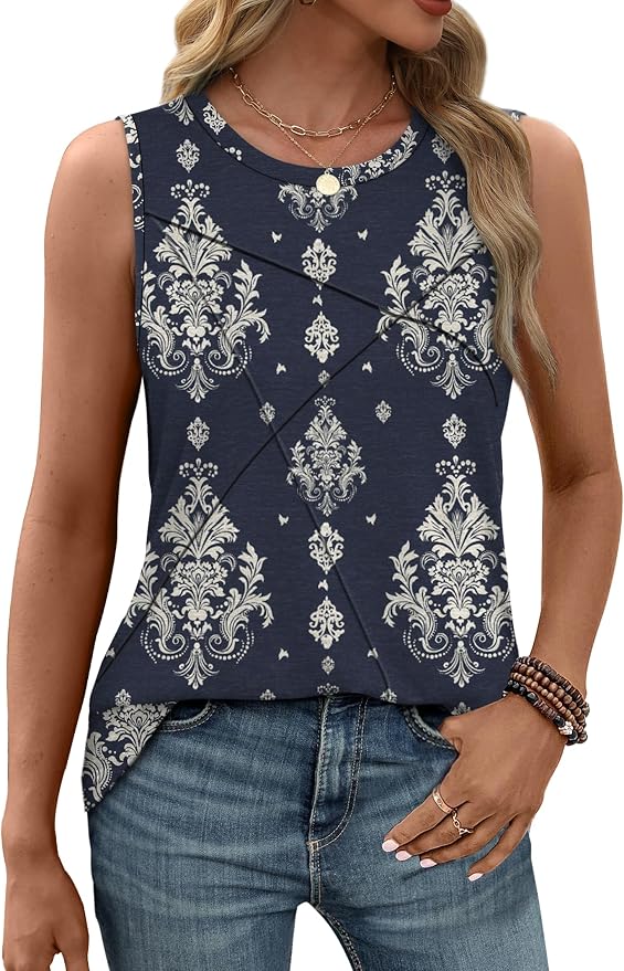 WIHOLL Women's Sleeveless Summer Crewneck Loose Fit Tank Tops - Image 2
