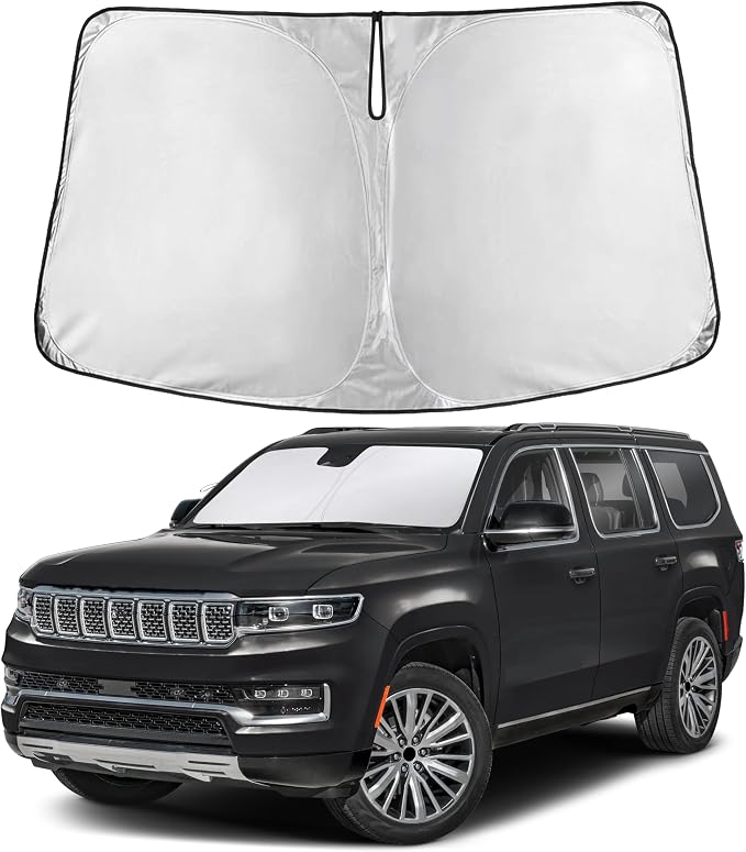 EcoNour Windshield Sunshade Compatible for Jeep GrandWagoneer 2022-2024 2025 2026, Sun Visor for Front Windshield & Window Sun Shade Cover, UV Heat Blocker & Protector, Car Accessories by EcoNour