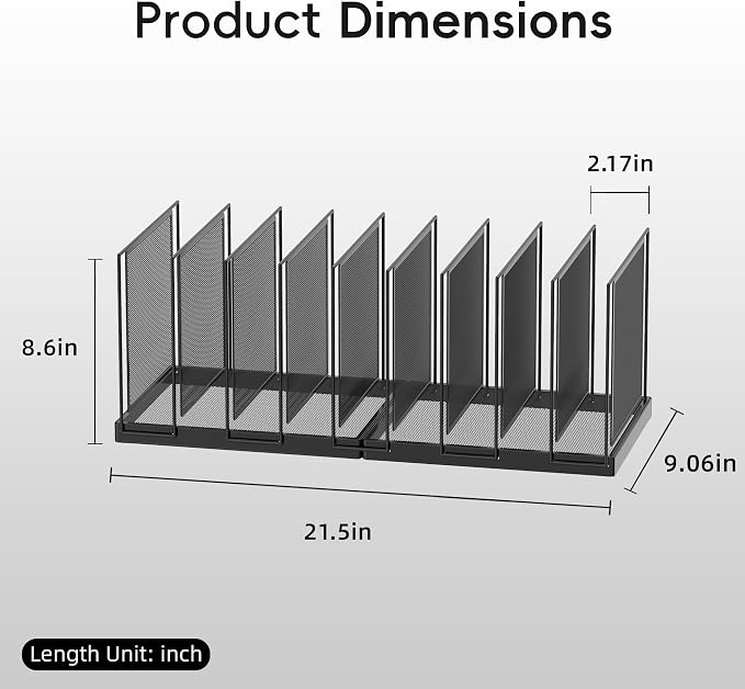 9-Section Desk File Organizer, Vertical File Holder, Mesh Desktop File Folder Metal File Organizer Stand for Office Home Classroom, Black, 2 Pack - Image 2