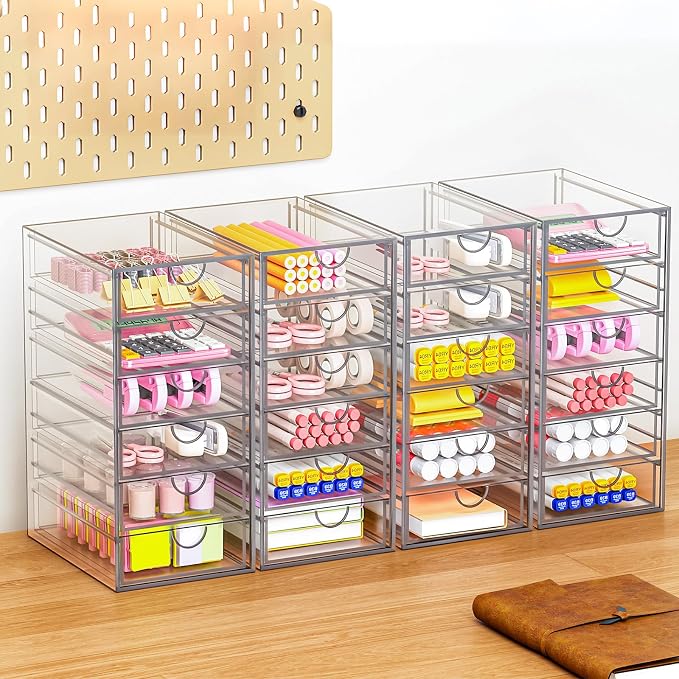 Acrylic Makeup Organizer with 19 Drawers,Storage Drawer Organizer | Bathroom Organizers and Storage for Palettes, Cosmetic, and Beauty Supplies, Desk Organization - Image 4