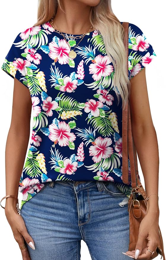 Alaroo Womens Summer Tops Short Sleeve Shirts Crew Neck Tshirt Cute Trendy Tunic Blouses (S-3XL) - Image 3