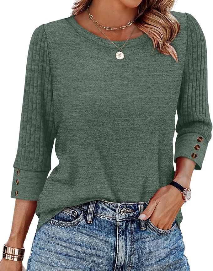 WIHOLL 3/4 Length Sleeve Womens Tops Sweaters Shirts Lightweight Spring Outfits 2026 Winter Clothing S-2XL - Image 4