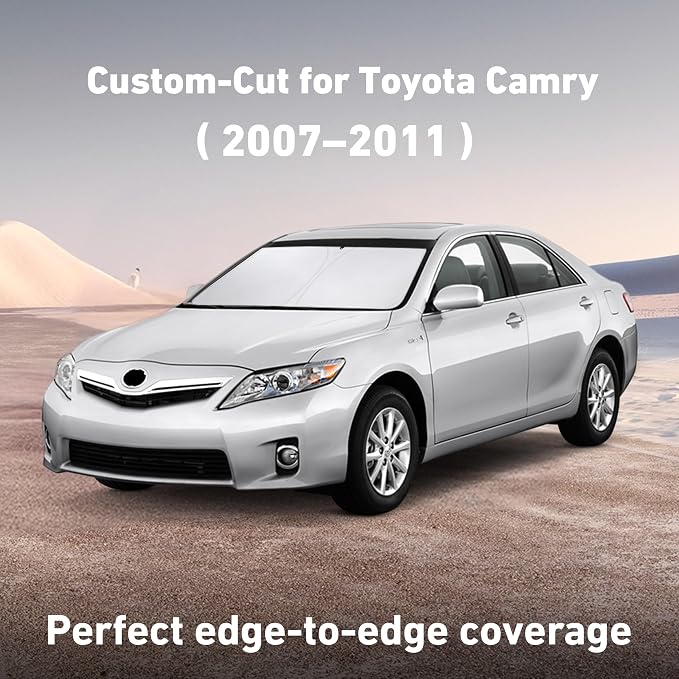 EcoNour Windshield Sunshade Compatible for Toyota Camry 2007-2009 2010 2011, LE, SE, SE Nightshade, XLE, XSE, TRD, Sun Visor for Front Windshield Sun Shade Cover, UV Heat Protector, Car Accessories - Image 2