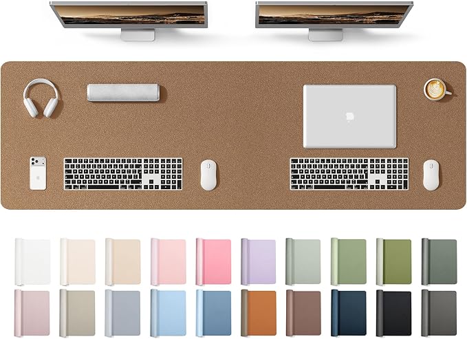 YSAGi Leather Desk Protector, Office Mat, Large Mouse Mat, Non-Slip PU Leather Blotter, Laptop Desk Mat, Waterproof Writing Pad for Office and Home(Shiny Bronze, 63" x 17.2") by YSAGi