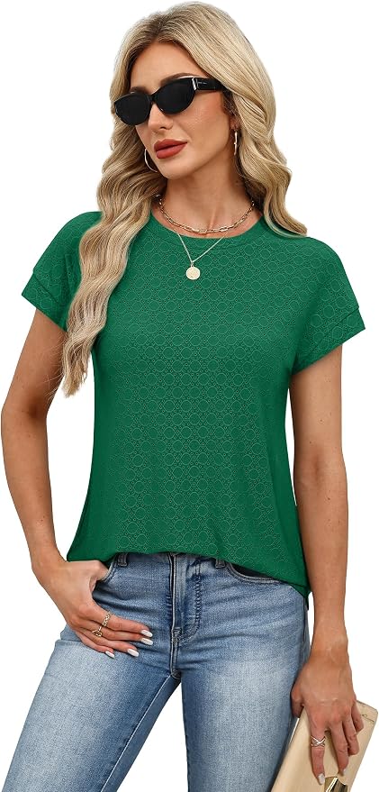 Alaroo Womens Summer Tops Short Sleeve Shirts Crew Neck Tshirt Cute Trendy Tunic Blouses (S-3XL) - Image 3