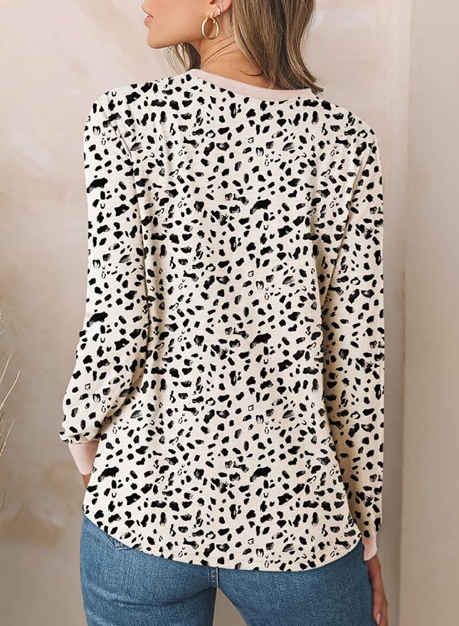 EVALESS Womens Crewneck Long Sleeve Tops Casual Polka Dots Tops Fall 2026 Tshirts Shirts - Image 9