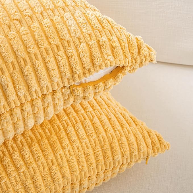 Fancy Homi 4 Packs Decorative Throw Pillow Covers for Living Room Couch Bed, Modern Farmhouse Boho Home Décor Accent Cushion Case, 20" x 12", Yellow Green Series - Image 3