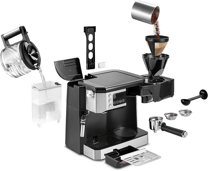 De'Longhi All-in-One Espresso & Coffee Maker, 10-Cup Pot, Milk Frother | #1 Worldwide Espresso Machine Maker, Dual Heating System, Milk Frother, 15-Bar Pressure - Image 6