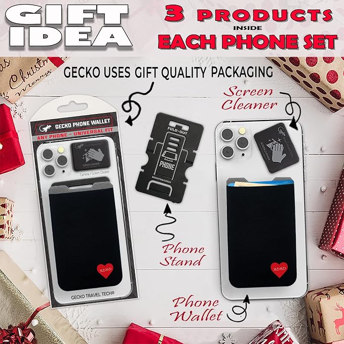 Phone Wallet - Adhesive Card Holder - Cell Phone Pouch - Stick on Lycra Pocket by Gecko - Carry Credit Cards and Cash - Image 9