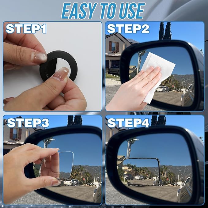 2Pcs Cars BlindSpot Mirrors, Removable Adjustabe Angle Round Wide Angle Convex RearView Mirror, Car Accessories Universal HD Glass for Suvs Auto RVs Motorcycles - Image 6