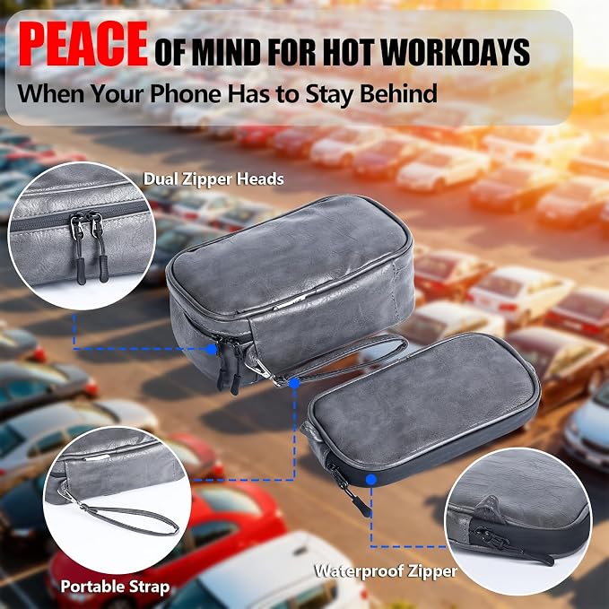 Keep Your Phone Safe from Extreme Heat Car Phone Cooling Bag Includes 2 Reusable Ice Packs Fits All Phones (Grey) - Image 6