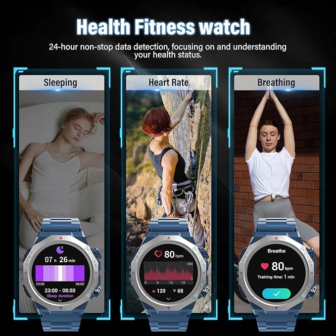 Smart Watch for Men (Answer/Make Calls), Rugged Men's Military Smartwatch, 1.39" HD Fitness Tracker with Heart Rate/Sleep/Step Monitor, 110+ Sport Modes, IP68 Waterproof Activity Tracker Android iOS - Image 4