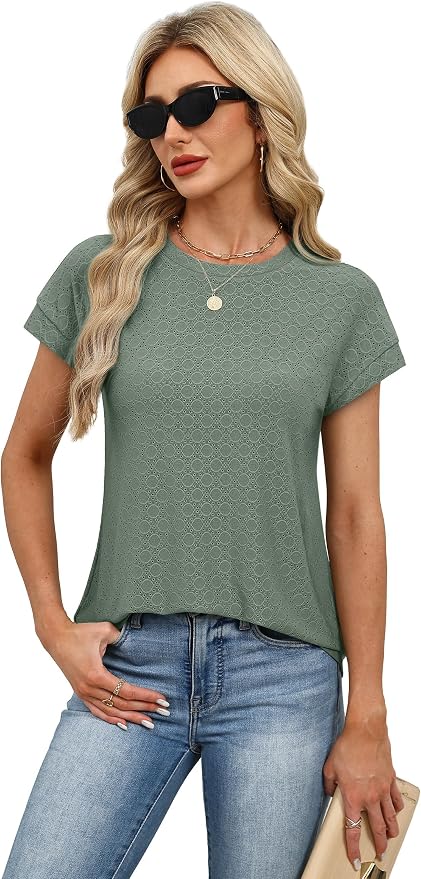 Alaroo Womens Summer Tops Short Sleeve Shirts Crew Neck Tshirt Cute Trendy Tunic Blouses (S-3XL) - Image 3