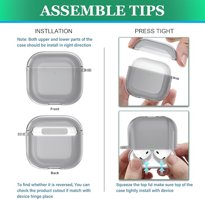 for AirPods 4th Generation Case Cover 2024, Military-Grade Shockproof, Soft TPU Highly Transparent Anti-Yellowing for AirPods 4 Case with Cleaning Kit & Cute Round Buckle, Clear Black - Image 6