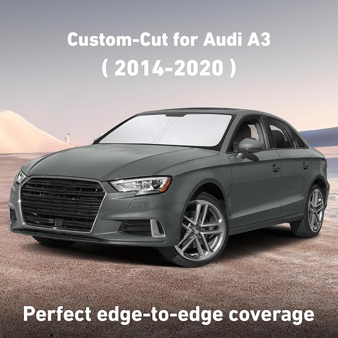 EcoNour Windshield Sunshade Compatible for Audi A3 2014-2018 2019 2020, Sun Visor for Front Windshield & Window Sun Shade Cover, UV Heat Blocker & Protector, Car Accessories - Image 2
