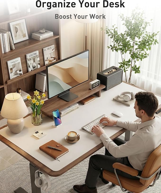 Aothia Faux Leather Desk Mat - Large Mouse Pad, Non-Slip PU Leather Blotter, Waterproof Writing Surface for Office and Home (Pale Lavender White, 40" x 24") - Image 3