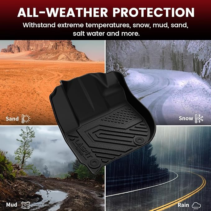 LASFIT Floor Mats & Cargo Mat for Honda HRV 2016-2022 (AWD Model), All Weather TPE Custom Fit HR-V Floor Liner Accessories, 1st & 2nd Row & Trunk Mat Full Set, Black (Not for FWD) - Image 7