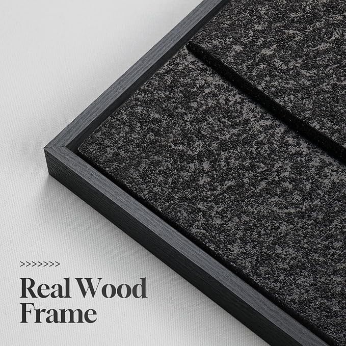 Large 3D Textured Framed Black Abstract Wall Art for Living Room, 3 piece Modern Minimalist Geometric Texture Artwork for Walls, Sandstone Art Pictures for Bedroom Hallway Office Wall Decor 24x36 In - Image 6