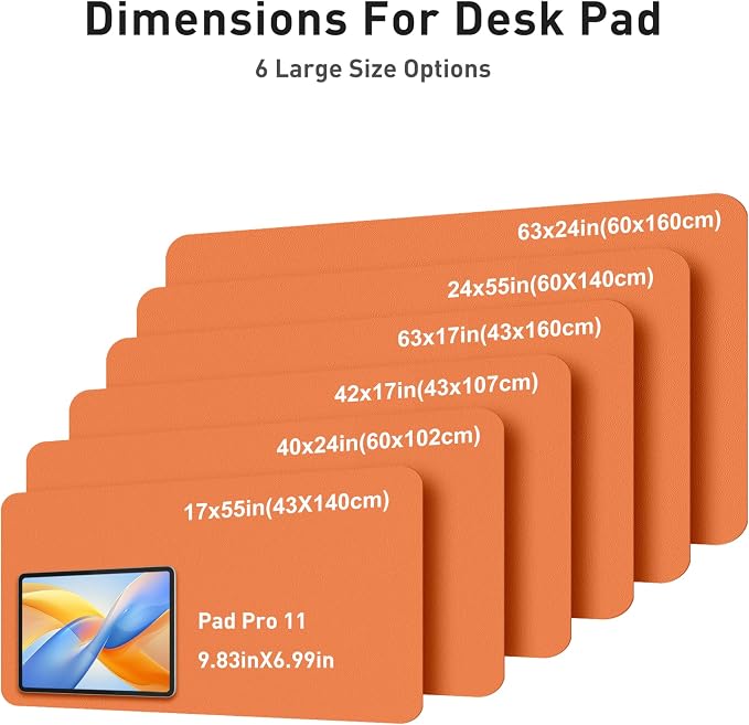 Aothia Faux Leather Desk Mat - Large Mouse Pad, Non-Slip PU Leather Blotter, Waterproof Writing Surface for Office and Home (Hermes Orange, 42" x 17") - Image 5