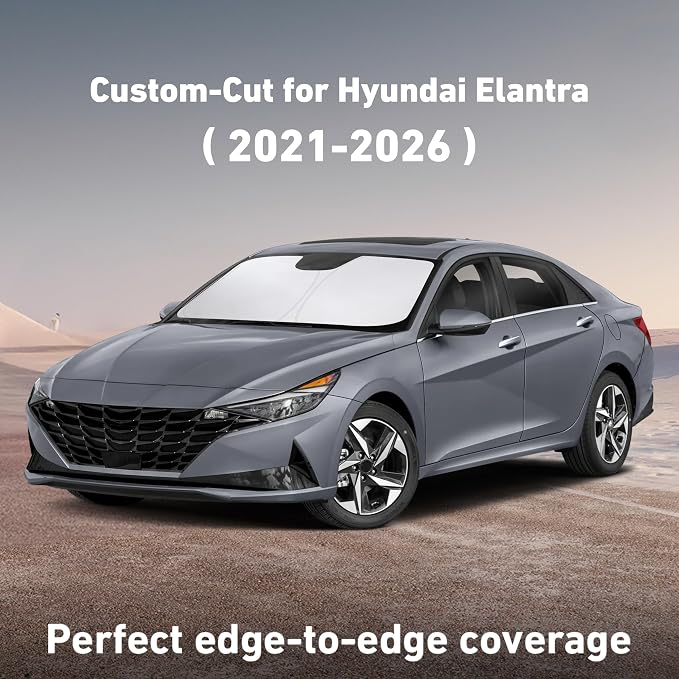 EcoNour Windshield Sunshade Compatible for Hyundai Elantra 2021-2024 2025 2026, Sun Visor for Front Windshield & Window Sun Shade Cover, UV Heat Blocker & Protector, Car Accessories - Image 2