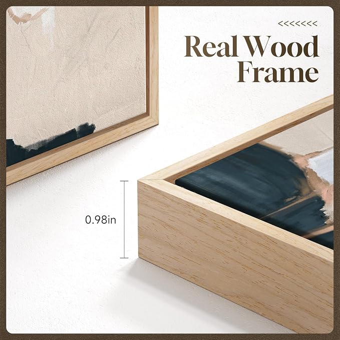 Large Framed Neutral Abstract Wall Art for Living Room, Set of 2 Bright Modern Canvas Prints Paintings Artwork for Walls, Colorful Abstract Pictures for Hallway Stair Bedroom Office Wall Decor 24x36 In - Image 5