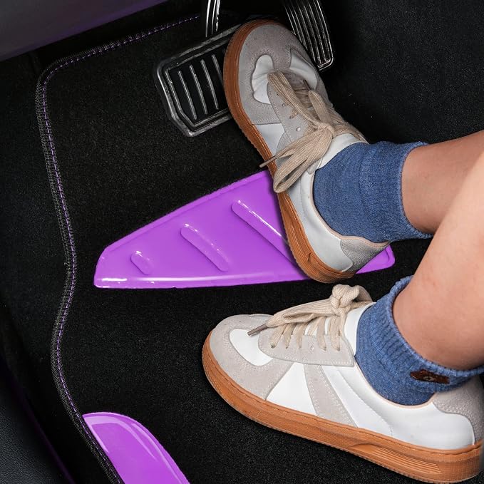 CAR PASS Jelly Waterproof Universal Fit Car Floor Mats, Girly Car Carpet Mats with Anti-Slip Nibbs Backing & Driver Heel Pad Fit for SUV, Vans, sedans, Trucks,Cute car mats of 4pcs for Women (Purple) - Image 4