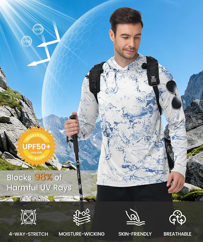 ZITY Men's Sun Protection Shirts Long Sleeve Rash Guard Hoodie UV UPF 50+ Fishing Running Athletic Sweatshirts - Image 3