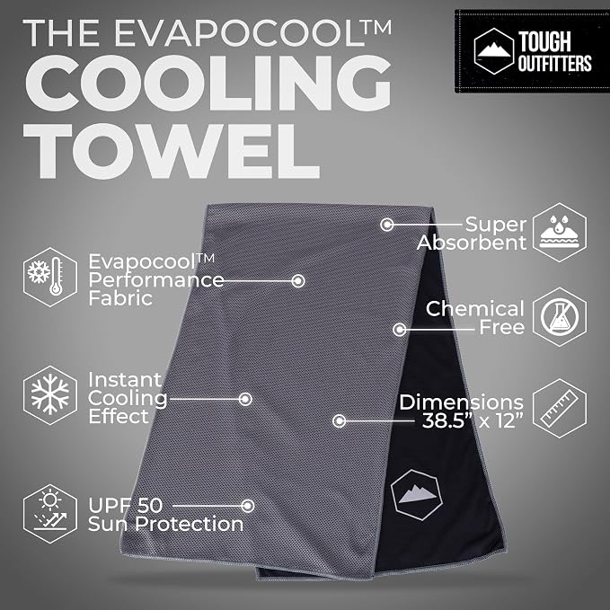 Tough Outdoors Cooling Towels for Neck Face - Neck Cooling Towel for Hot Weather Yoga Sports Golf Sweat - Instant Cold Towel - 3 Pack - Image 4
