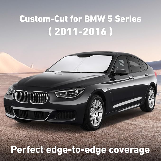 EcoNour Windshield Sunshade Compatible for BMW 5 Series 525i 520i 528i 530i 535d 535i 550i Series 2011-2014 2015 2016, Sun Visor for Window Sun Shade Cover, UV Protector, Car Accessories - Image 2