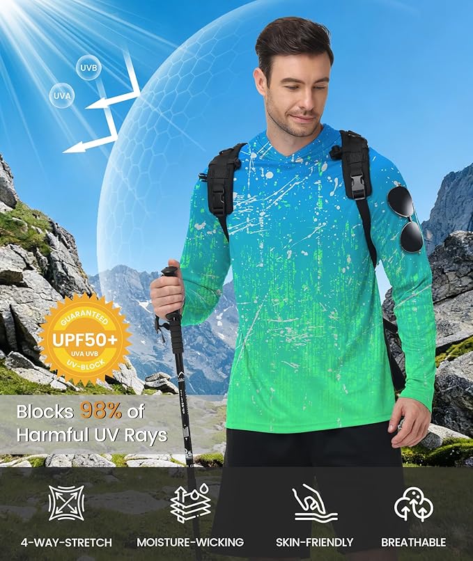 ZITY Men's Sun Protection Shirts Long Sleeve Rash Guard Hoodie UV UPF 50+ Fishing Running Athletic Sweatshirts - Image 2