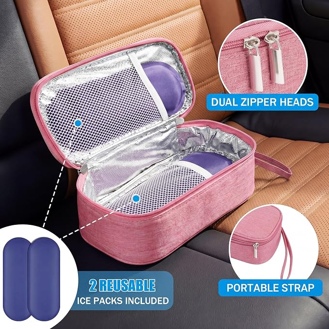 Phone Cooler Bag for Beach, Portable Phone Cooling Pouch with 2 Reusable Ice Packs, Keeps Cool in Extreme Heat for Car Pool Hiking, Extends Battery Life, Fits All Smartphones(Pink,Fabric) - Image 4