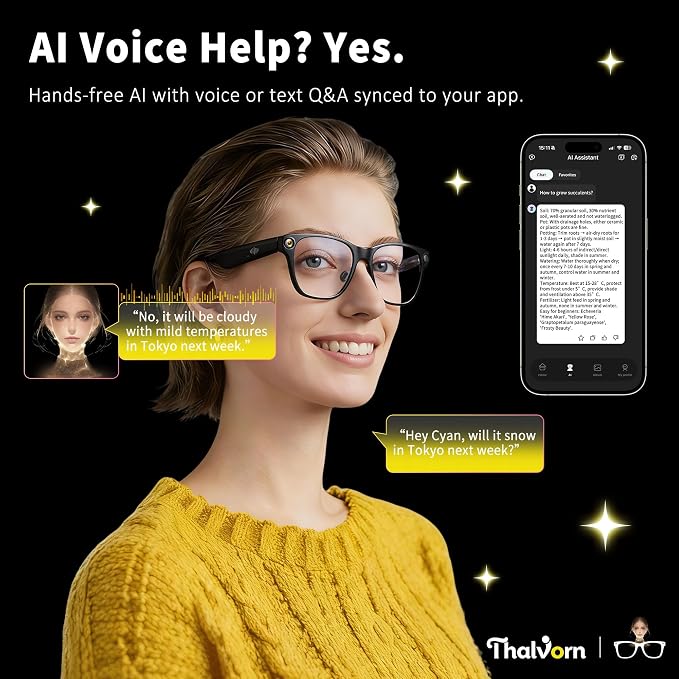 Innovative Smart Glasses,2026 Cutting-Edge AI HD Camera Glasses,AI Voice Assistant,Object Recognition,100+ Languages Real-time Translation,Support Video Photo Music Calling,Wearable Tech for Men Women - Image 2