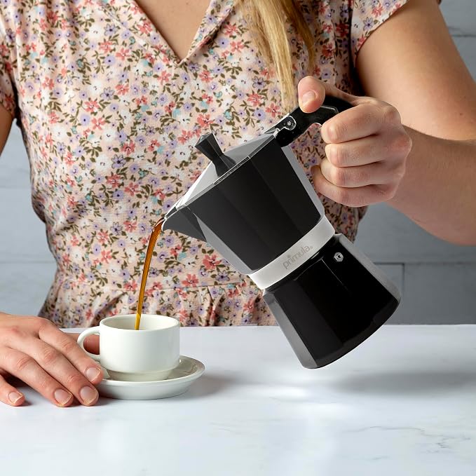 Primula Classic Moka Pot Stovetop Espresso and Coffee Maker, Italian and Cuban Cafetera for Rich Espresso Brewing, Durable Aluminum Greca Coffee Maker with Easy Grip Handle, 6-Cup, Black - Image 7