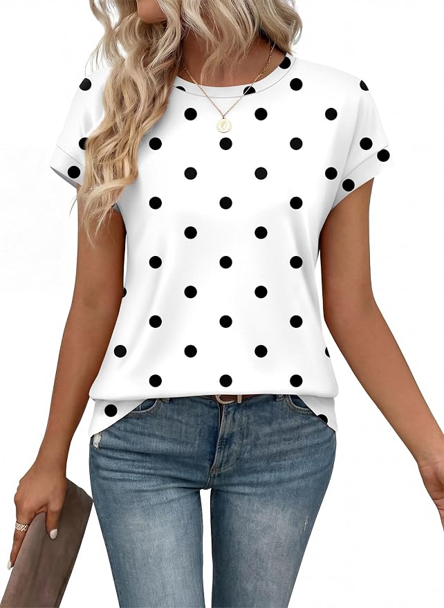 Alaroo Womens Summer Tops Short Sleeve Shirts Crew Neck Tshirt Cute Trendy Tunic Blouses (S-3XL) - Image 2