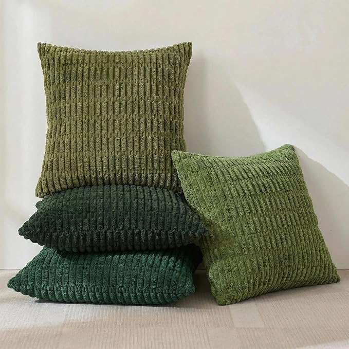 Fancy Homi 4 Packs Decorative Throw Pillow Covers for Living Room Couch Bed, Modern Farmhouse Boho Home Décor Accent Cushion Case, 24" x 24", Green Series - Image 2
