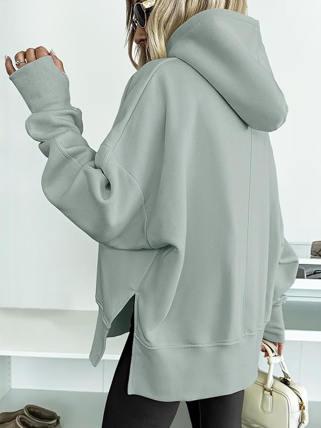 ANRABESS Womens Oversized Hoodies Long Sleeve Fleece Side Slit Hooded Sweatshirts Pullover 2026 Fall Outfits Y2K Clothes - Image 3