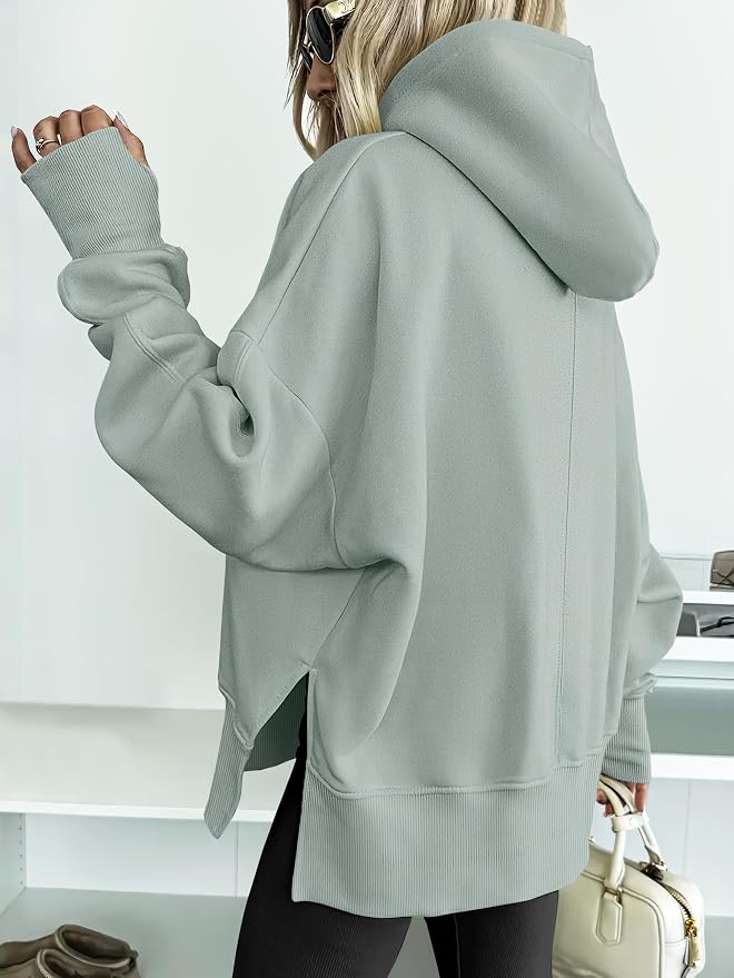 ANRABESS Womens Oversized Hoodies Long Sleeve Fleece Side Slit Hooded Sweatshirts Pullover 2026 Fall Outfits Y2K Clothes - Image 3