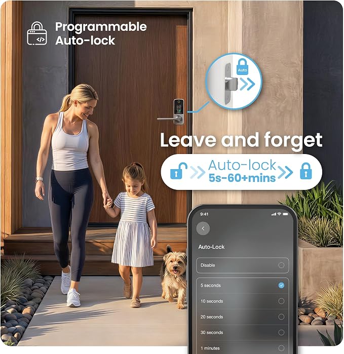 Lockly Secure Pro Smart Lock with Handle - Biometric Fingerprint & Patented Anti-Peep PIN Genie Keypad, Built-in Wi-Fi Keyless Entry Door Lock, App Remote Control, Works with Alexa & Google Assistant - Image 7