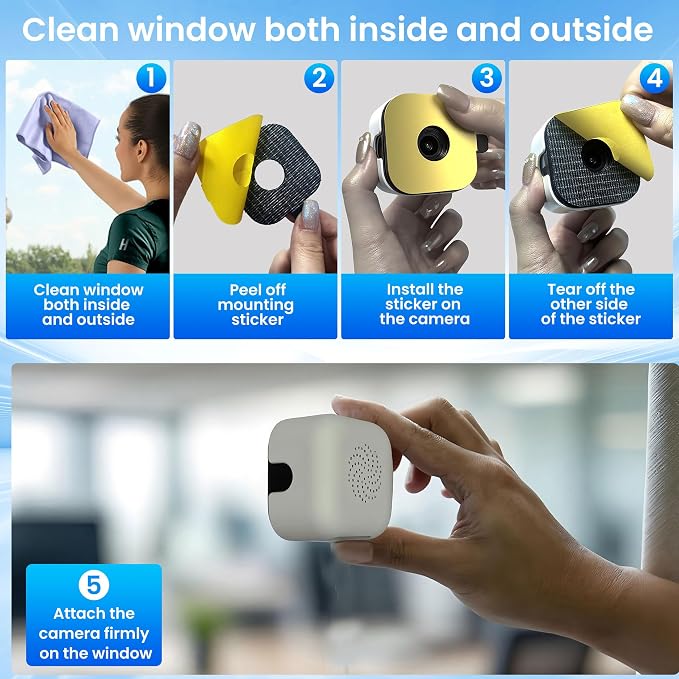 vebiliki 【2 Pack】 Window Cameras with 32GB SD Cards, 2K 3MP Indoor Cameras for Home Security, AI Starlight Color Night Vision, Easy Install & Use, 24/7 Recording, Support 5GHz & 2.4GHz WiFi - Image 2