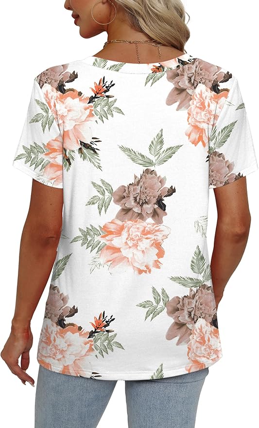 Alaroo Womens Summer Tops 2026 V Neck Short Sleeve Shirts Trendy Dressy Casual Vacation Outfits Printed - Image 5