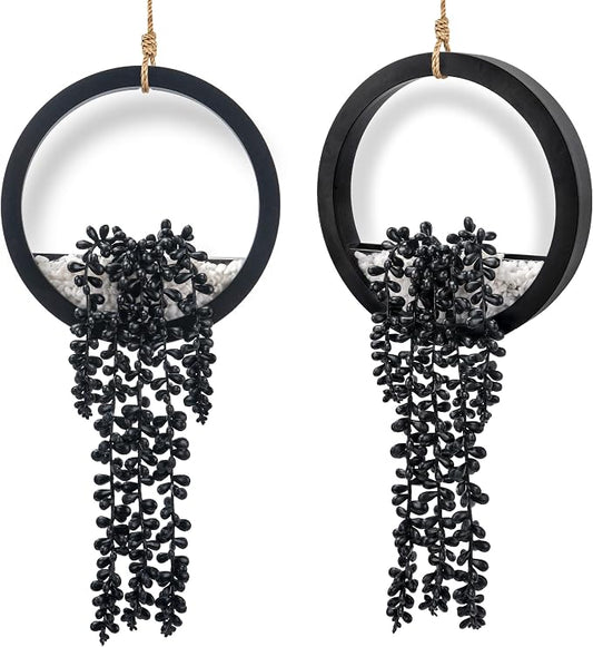 Der Rose 2 Pack Black Fake Hanging Plants Artificial Plants, Faux Succulent Wall Decor for Bathroom Bedroom Living Room Kitchen, Halloween Decor by DerRose