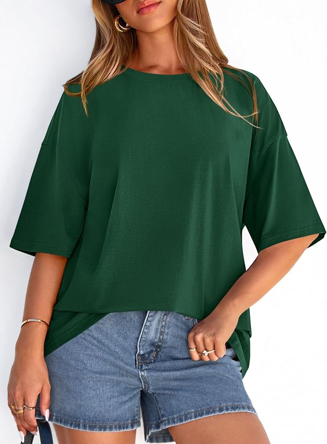PRETTYGARDEN Womens 2026 Spring Going Out Tops Casual Short Sleeve Crewneck Loose Fit Basic Oversized T Shirts Summer Outfits - Image 2