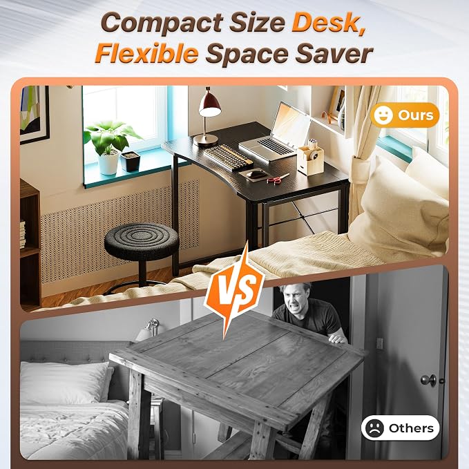 Huuger Folding Desk for Small Spaces, 31.5 Inch Foldable Computer Table, Easy Assembly, for Home Office, Study, Bedroom, Dorm, Space Saving, Small Writing Work Office Computer Desk, Black - Image 3