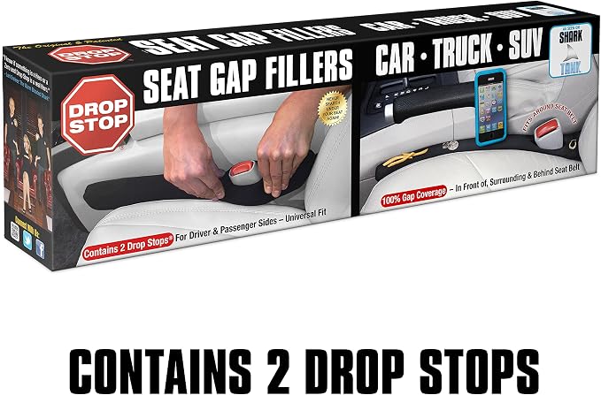 Drop Stop - Original Car Seat Gap Filler (Shark Tank) - Set of 2 + Gifts | Car Accessories for Men & Women, Between Seats Console Organizer, Patented, As Seen On Shark Tank - Image 2