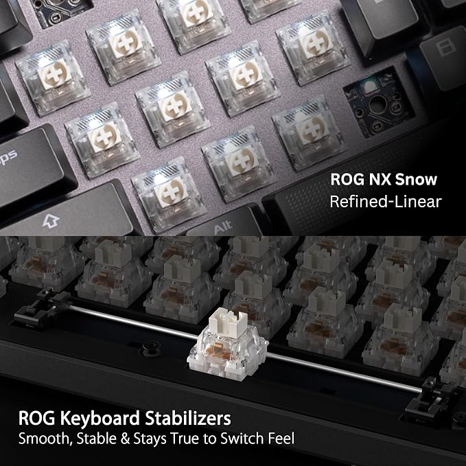 ASUS ROG Strix Scope II 96 Wireless Mechanical Gaming Keyboard – 96% Full-Size, Tri-Mode Connectivity, Hot Swappable Pre-lubed ROG NX Snow Linear Switches, PBT Keycaps, RGB, PC/Mac Support-Black - Image 5
