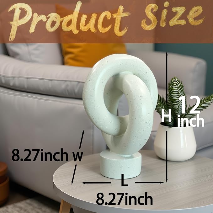 12" Modern Abstract Ring Decorative Sculpture, Knot Sculptures,Home Decor,Coffee Table Statues,Dining Living Room Desk Decor,Light Gray - Image 5